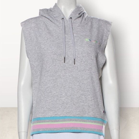 Champion Crew Neck Sleeveless Hooded Sweatshirt - Picture 1 of 5